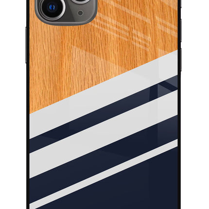 Blue and white wooden iPhone 11 Pro Glass Case