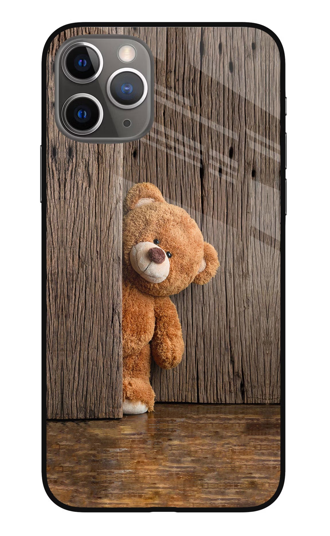 Teddy Wooden iPhone 11 Pro Glass Case Back Cover by Casekaro