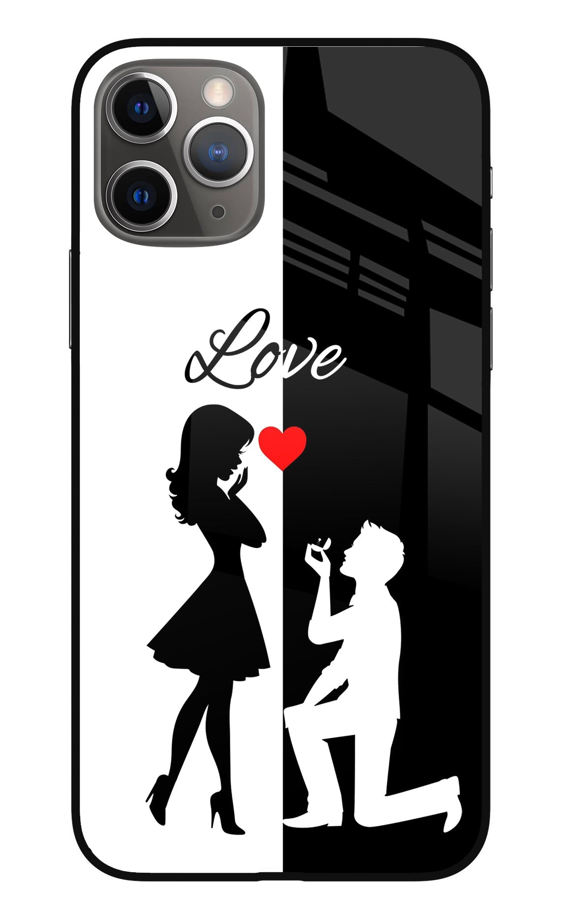 Love Propose Black And White iPhone 11 Pro Glass Case