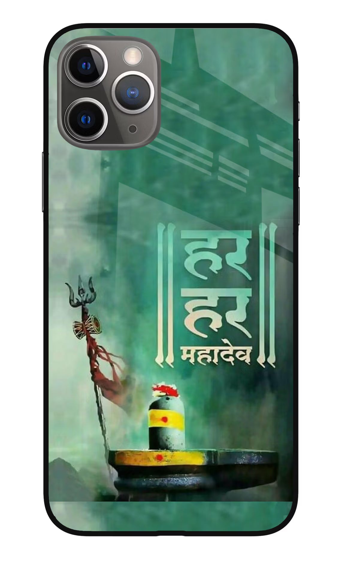 Har Har Mahadev Shivling iPhone 11 Pro Glass Case Back Cover by Casekaro