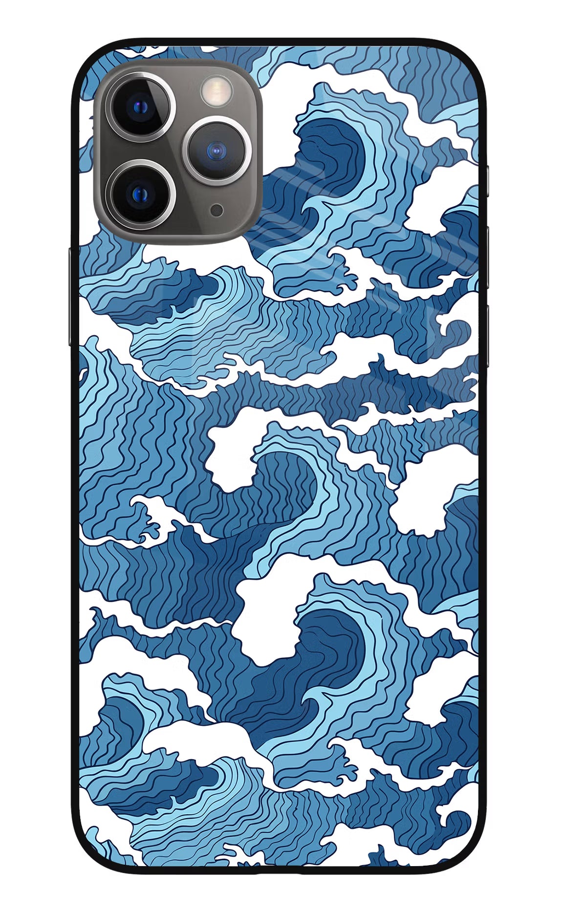 Blue Waves iPhone 11 Pro Glass Case Back Cover by Casekaro