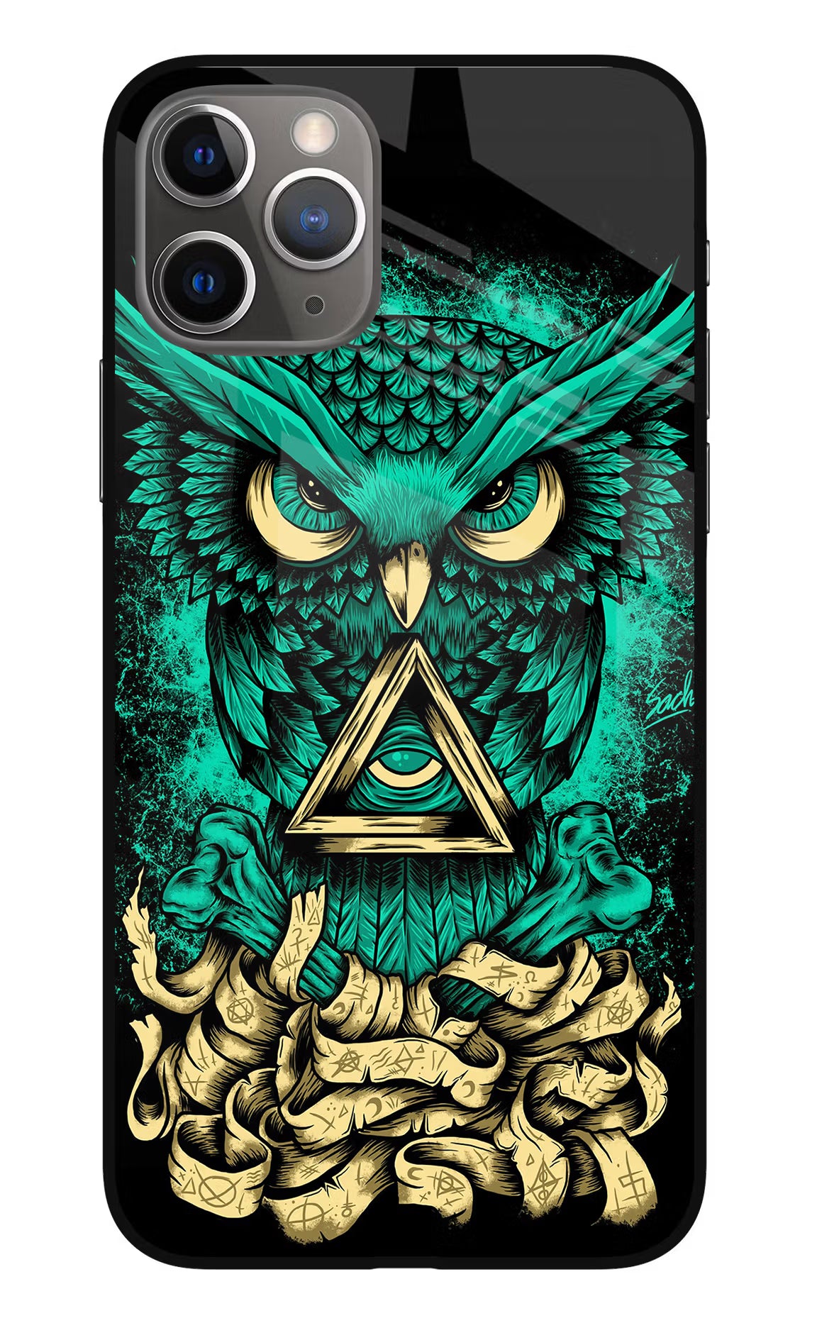 Green Owl iPhone 11 Pro Glass Case Back Cover by Casekaro