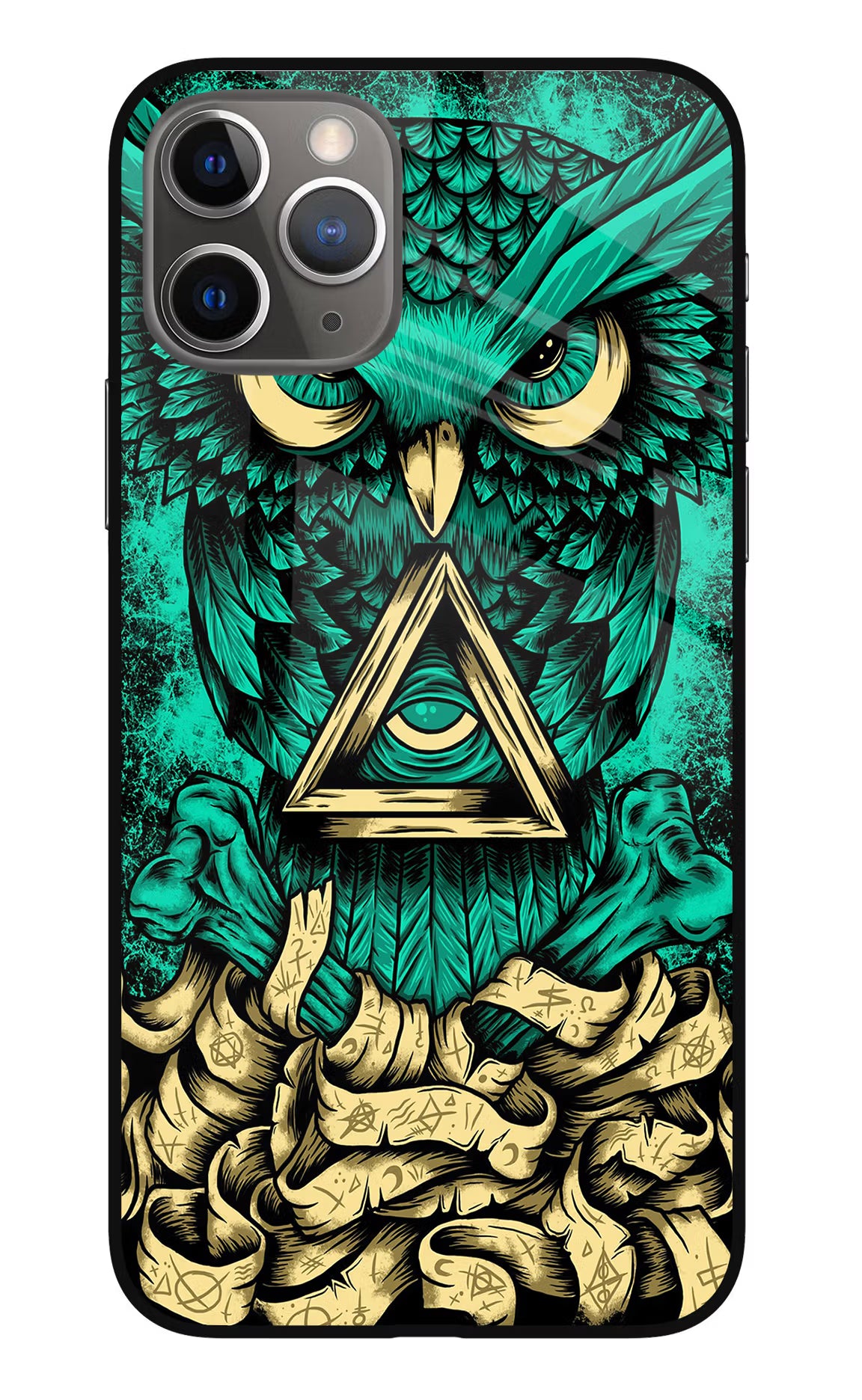 Green Owl iPhone 11 Pro Glass Case Back Cover by Casekaro