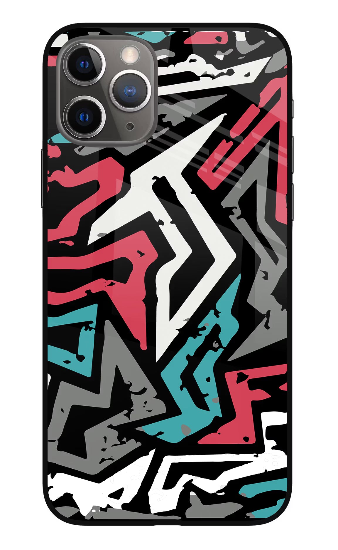 Geometric Graffiti iPhone 11 Pro Glass Case Back Cover by Casekaro