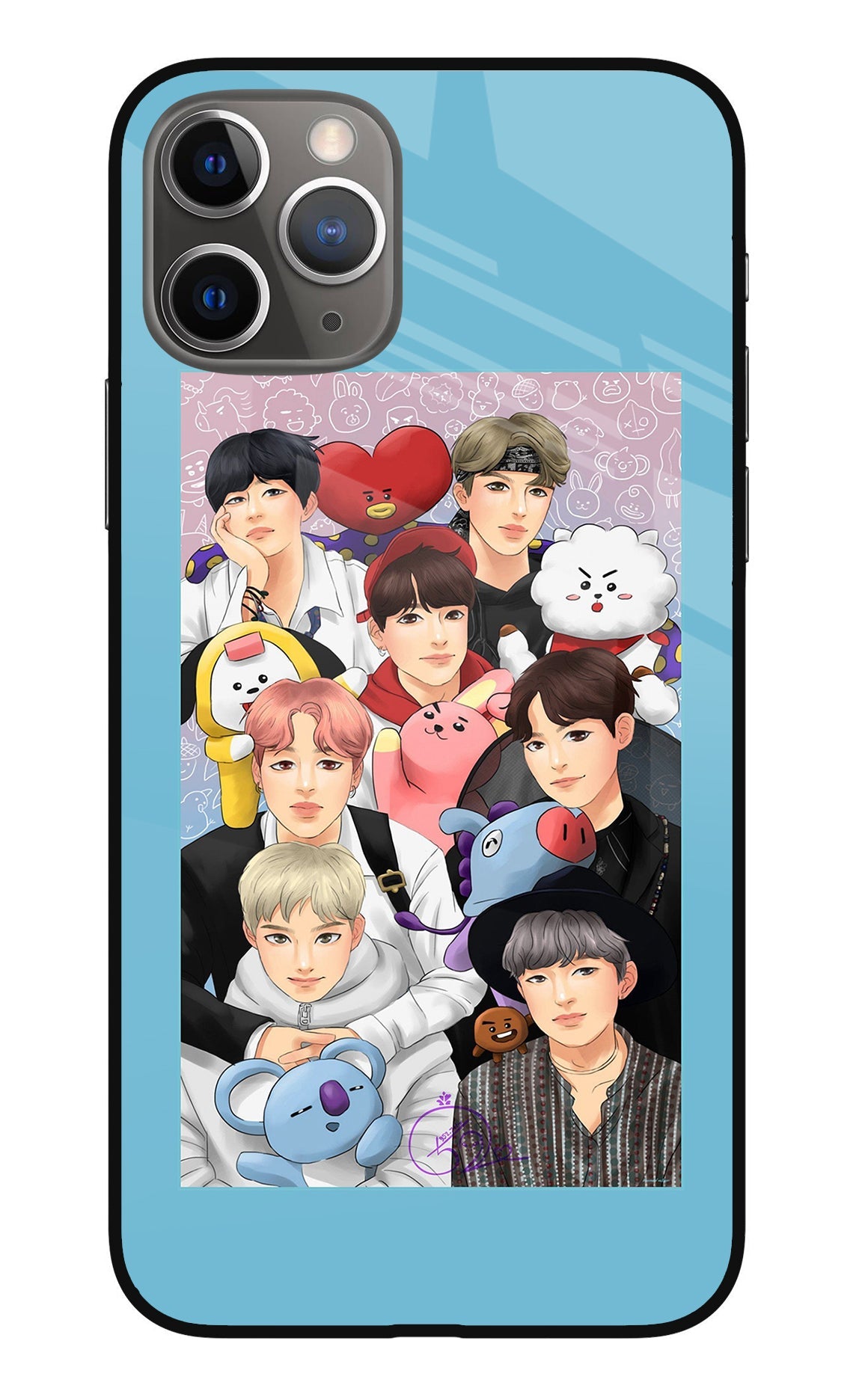 BTS with animals iPhone 11 Pro Glass Case