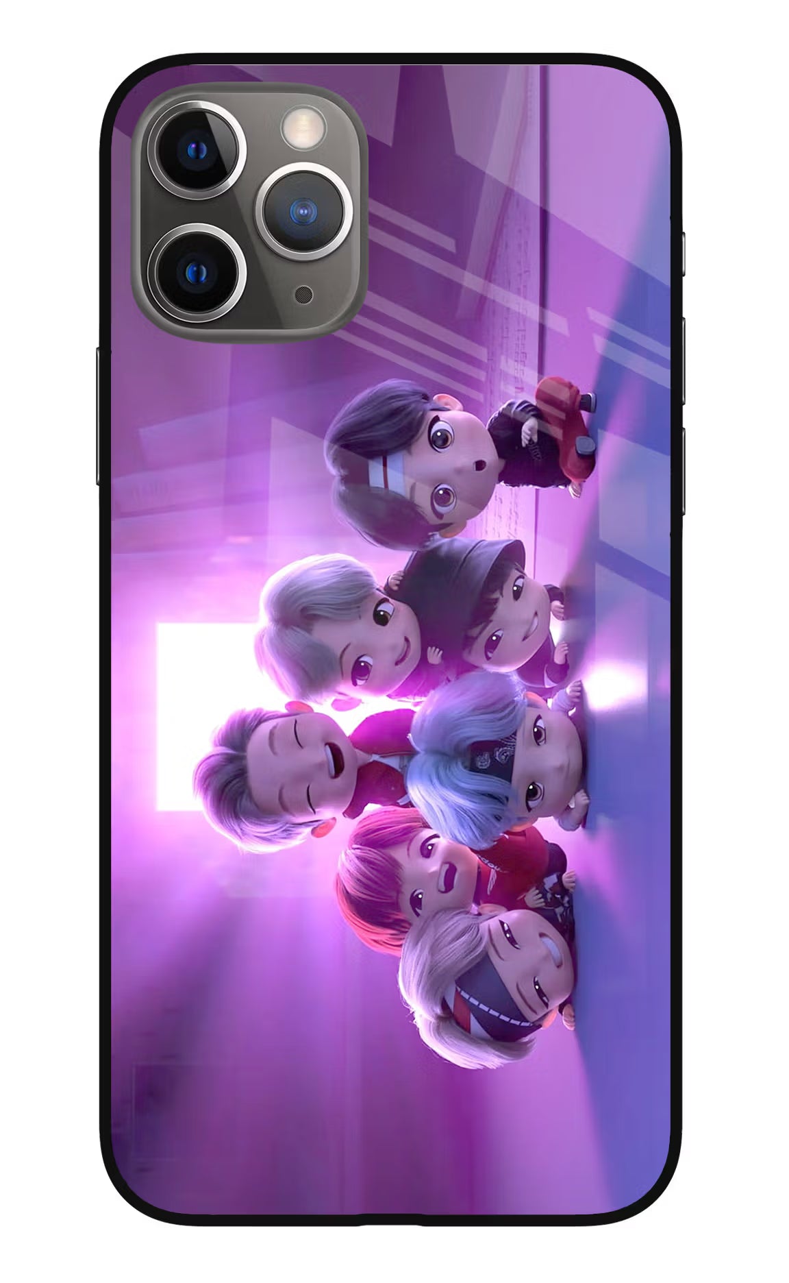 BTS Chibi iPhone 11 Pro Glass Case Back Cover by Casekaro