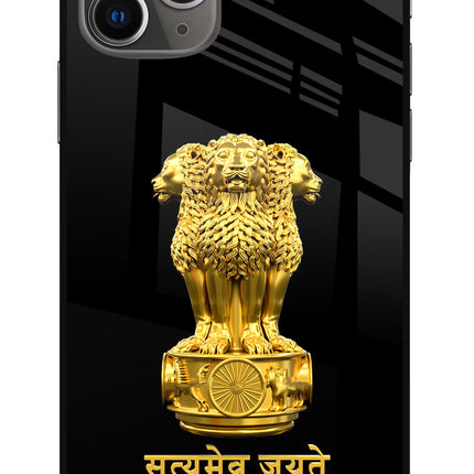 Satyamev Jayate Golden iPhone 11 Pro Glass Case Back Cover by Casekaro