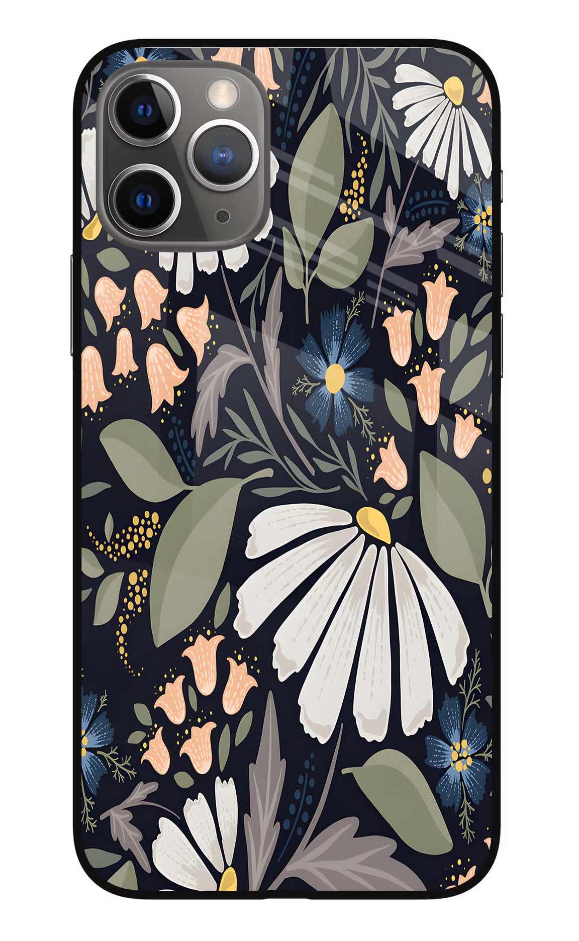 Flowers Art iPhone 11 Pro Glass Case Back Cover by Casekaro