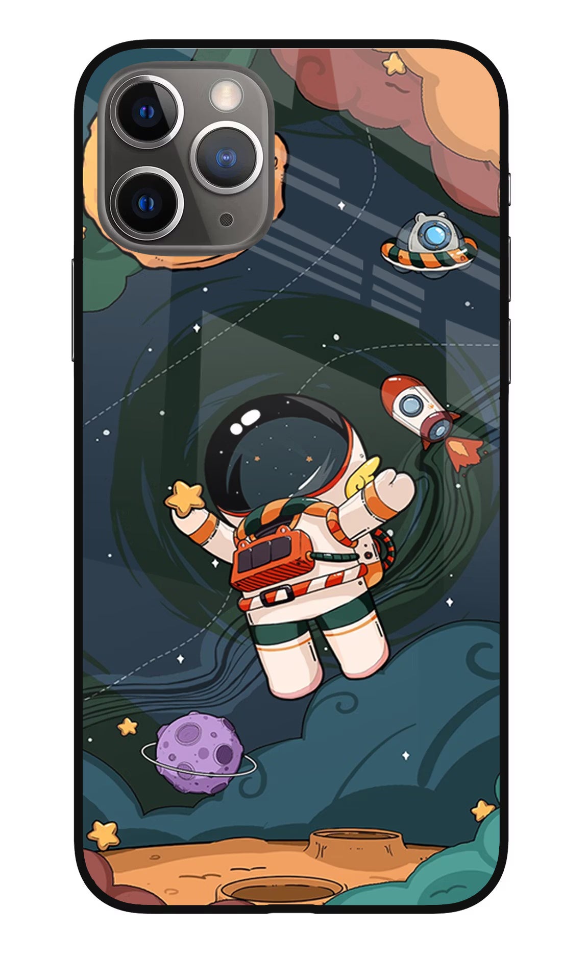 Cartoon Astronaut iPhone 11 Pro Glass Case Back Cover by Casekaro