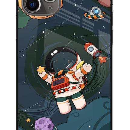 Cartoon Astronaut iPhone 11 Pro Glass Case Back Cover by Casekaro