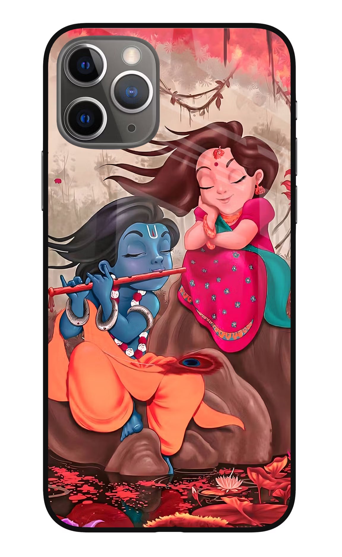 Radhe Krishna iPhone 11 Pro Glass Case Back Cover by Casekaro