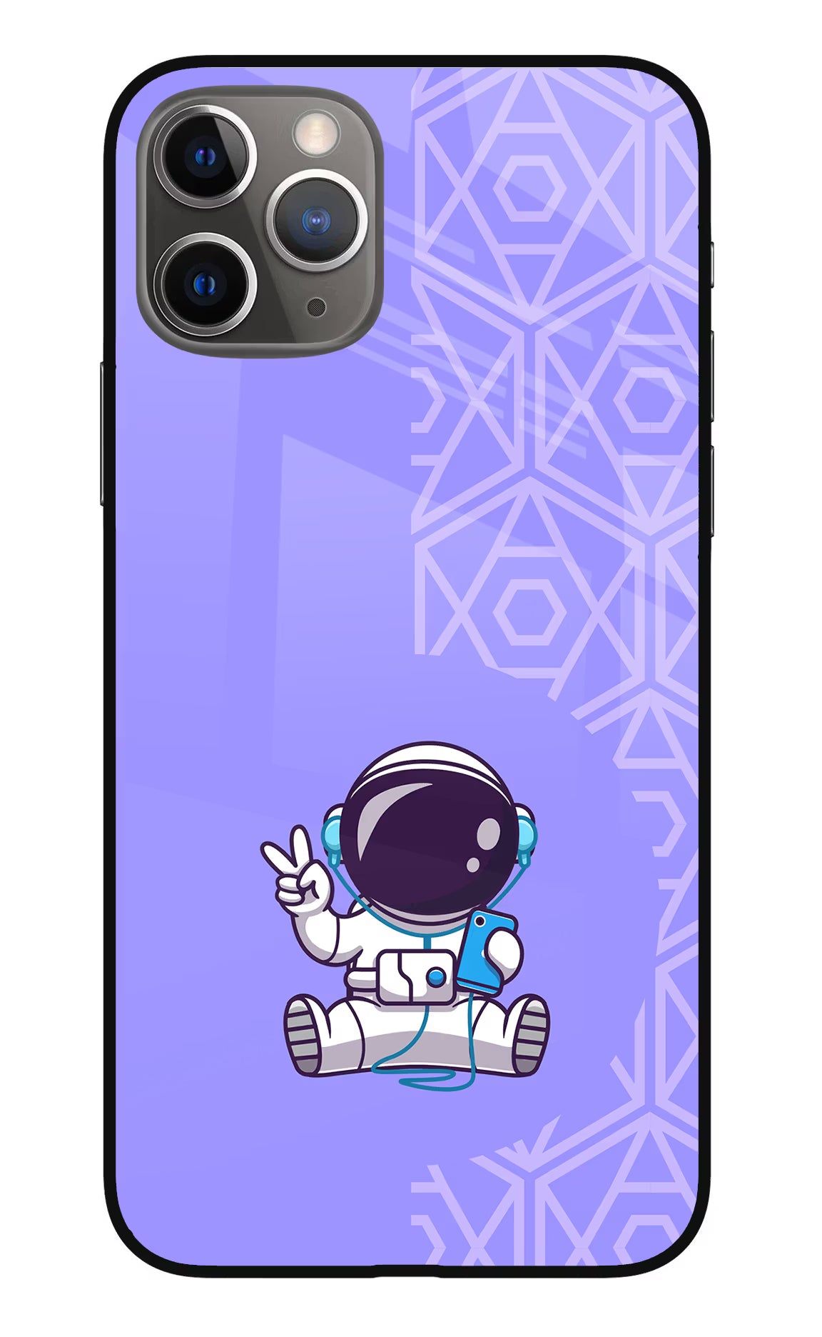 Cute Astronaut Chilling iPhone 11 Pro Glass Case Back Cover by Casekaro