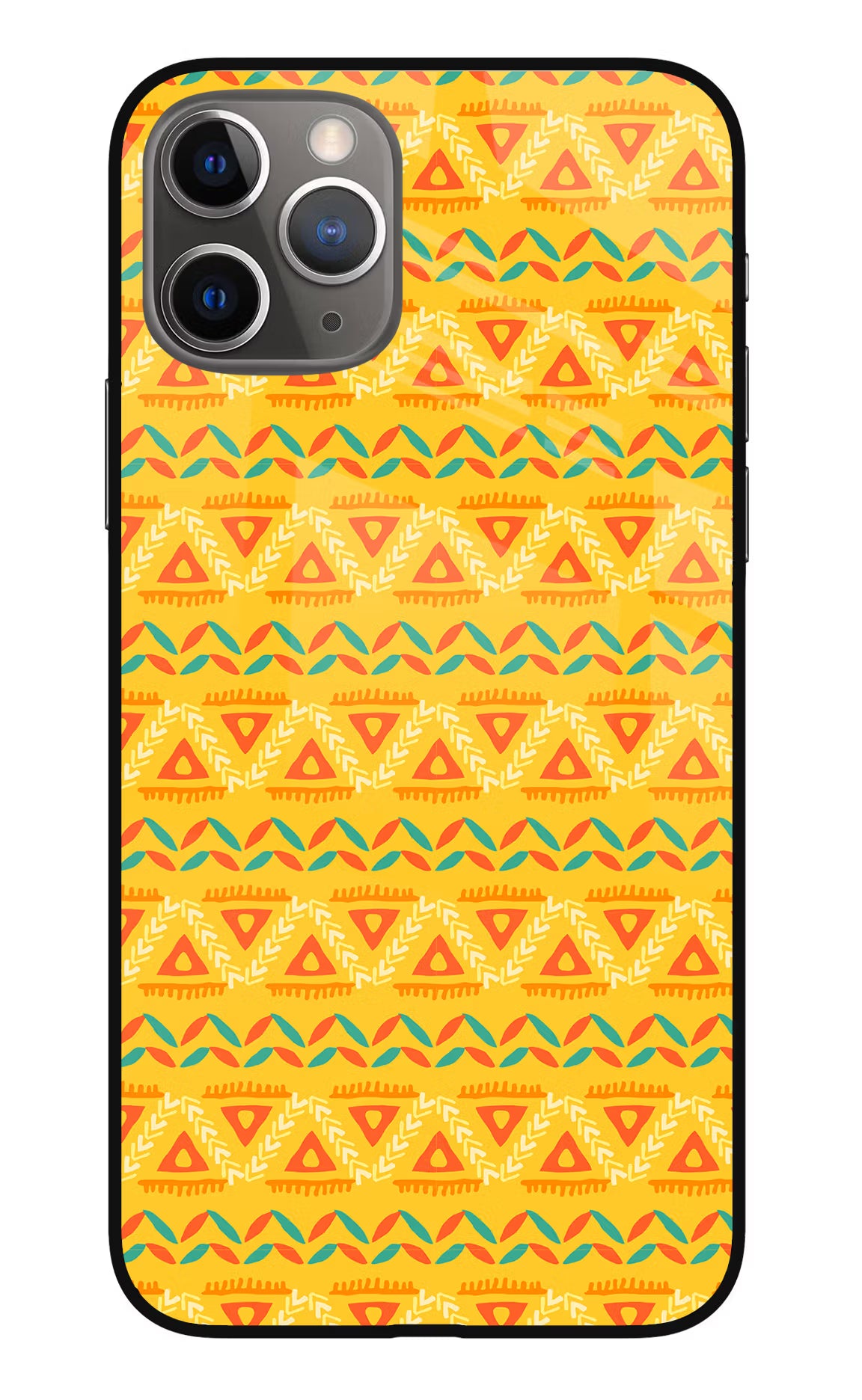 Tribal Pattern iPhone 11 Pro Glass Case Back Cover by Casekaro