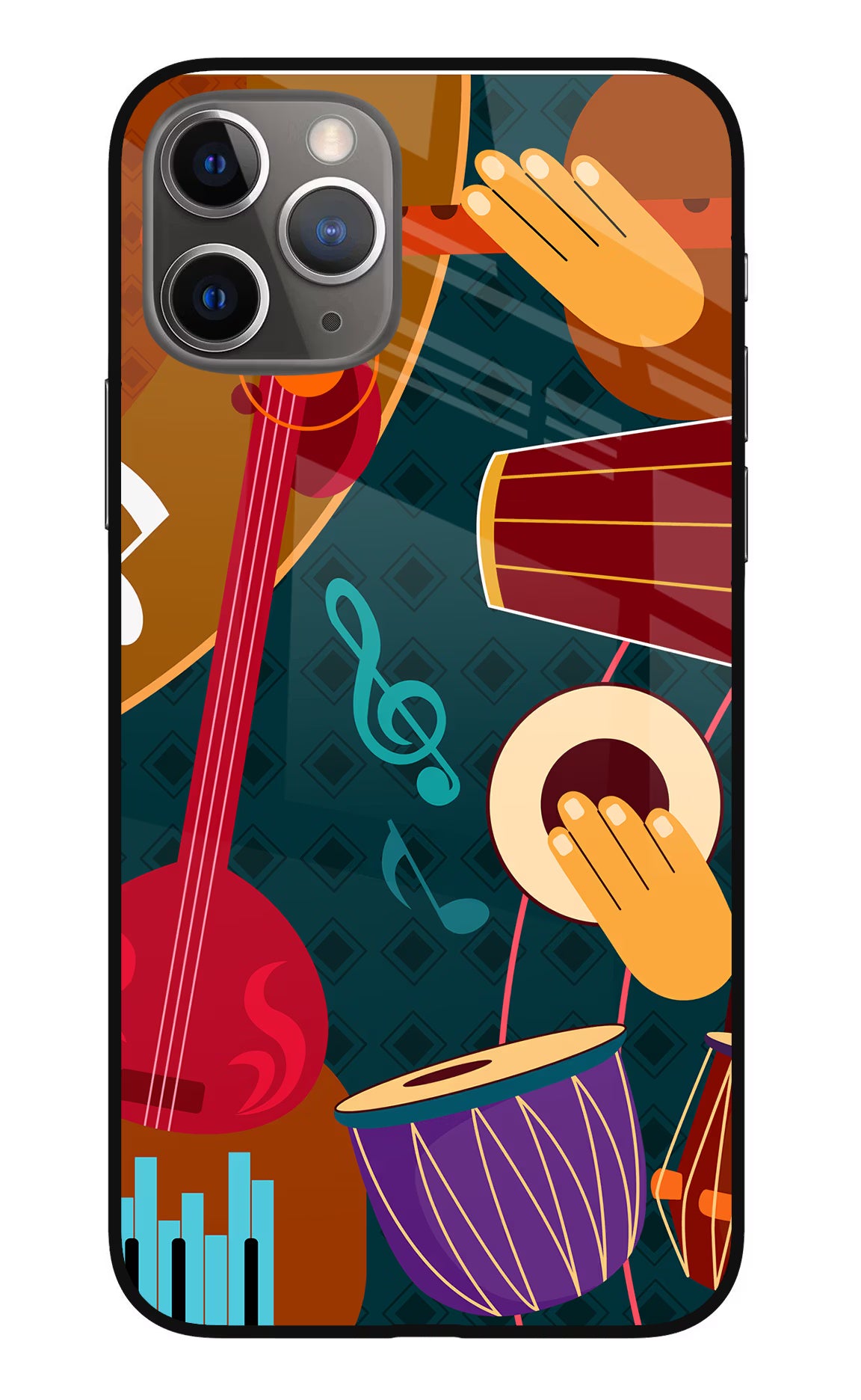 Music Instrument iPhone 11 Pro Glass Case Back Cover by Casekaro