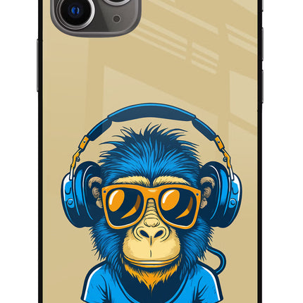 Monkey Headphone iPhone 11 Pro Glass Case