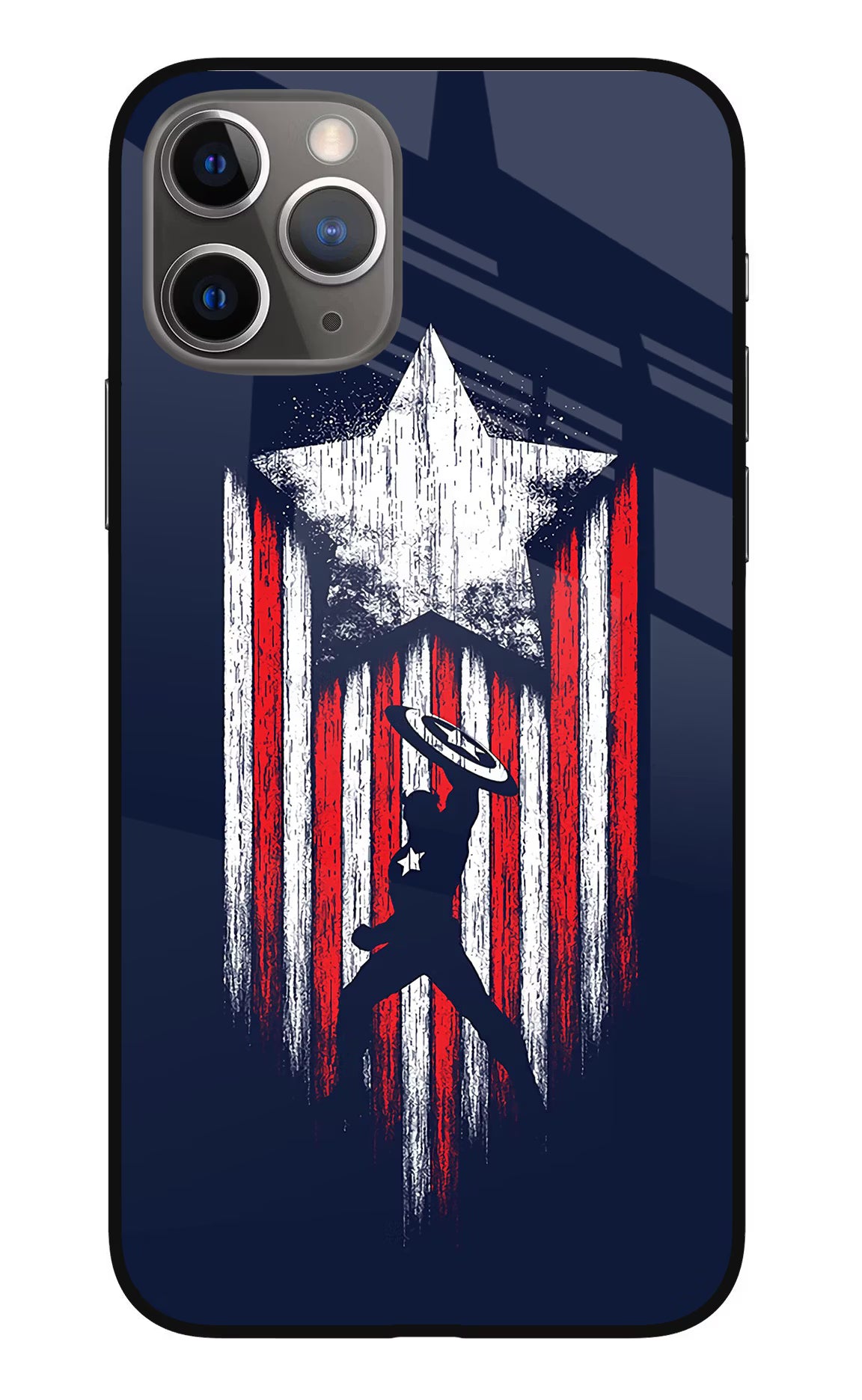 Captain America Marvel Art iPhone 11 Pro Glass Case Back Cover by Casekaro