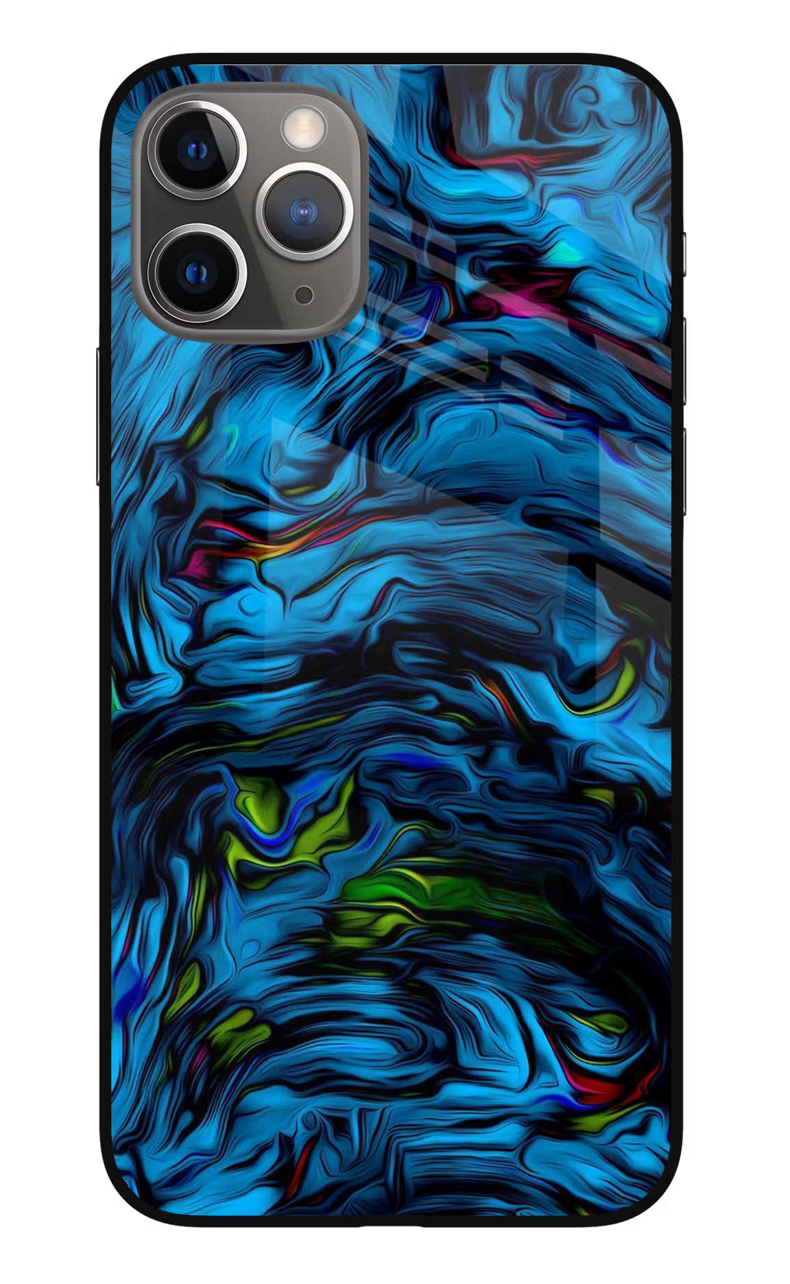 Dark Blue Abstract iPhone 11 Pro Glass Case Back Cover by Casekaro