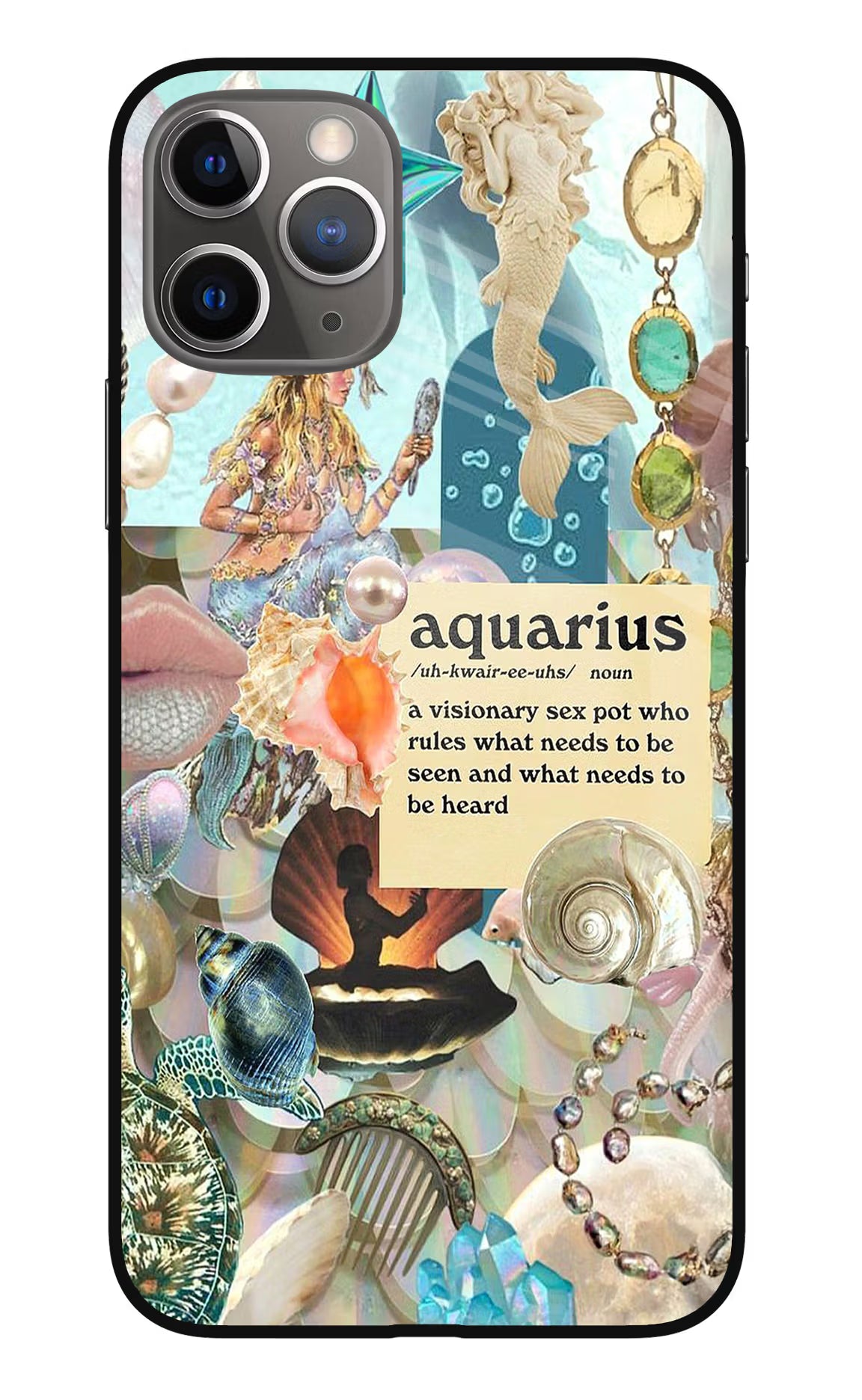 Aquarius Zodiac iPhone 11 Pro Glass Case Back Cover by Casekaro