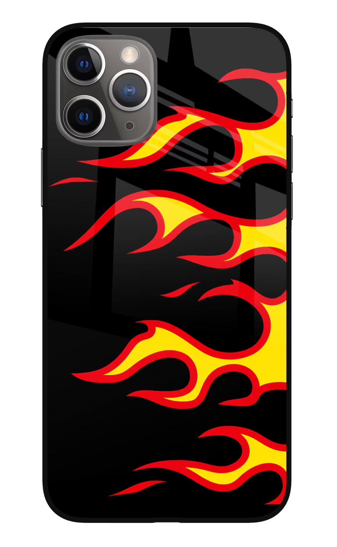 Side Sweep Flames iPhone 11 Pro Glass Case Back Cover by Casekaro
