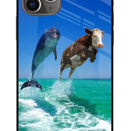 Dolphin vs Cow iPhone 11 Pro Glass Case