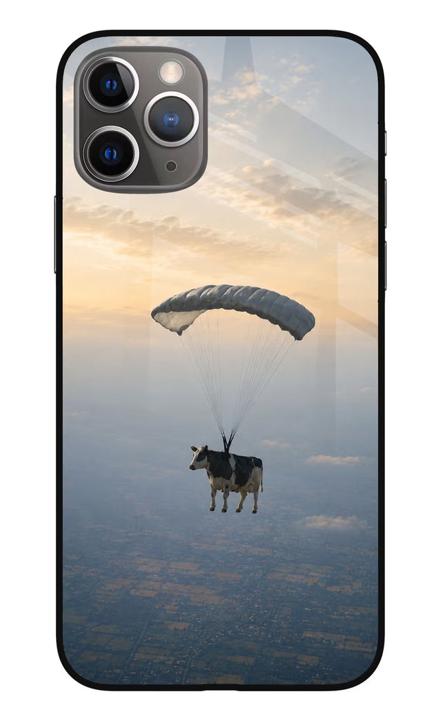 Skydiving Cow iPhone 11 Pro Glass Case