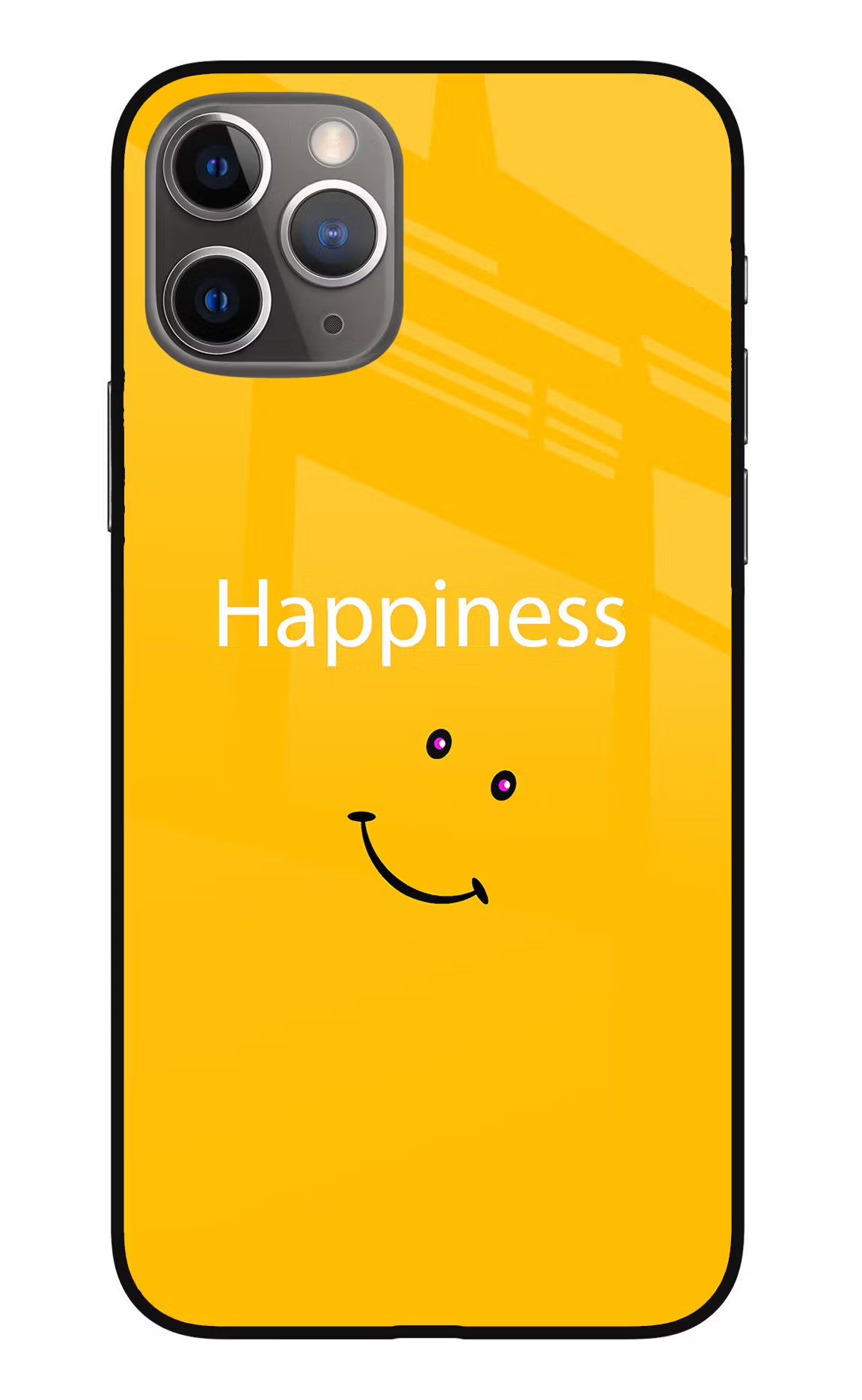 Happiness With Smiley iPhone 11 Pro Max Glass Case Back Cover by Casekaro