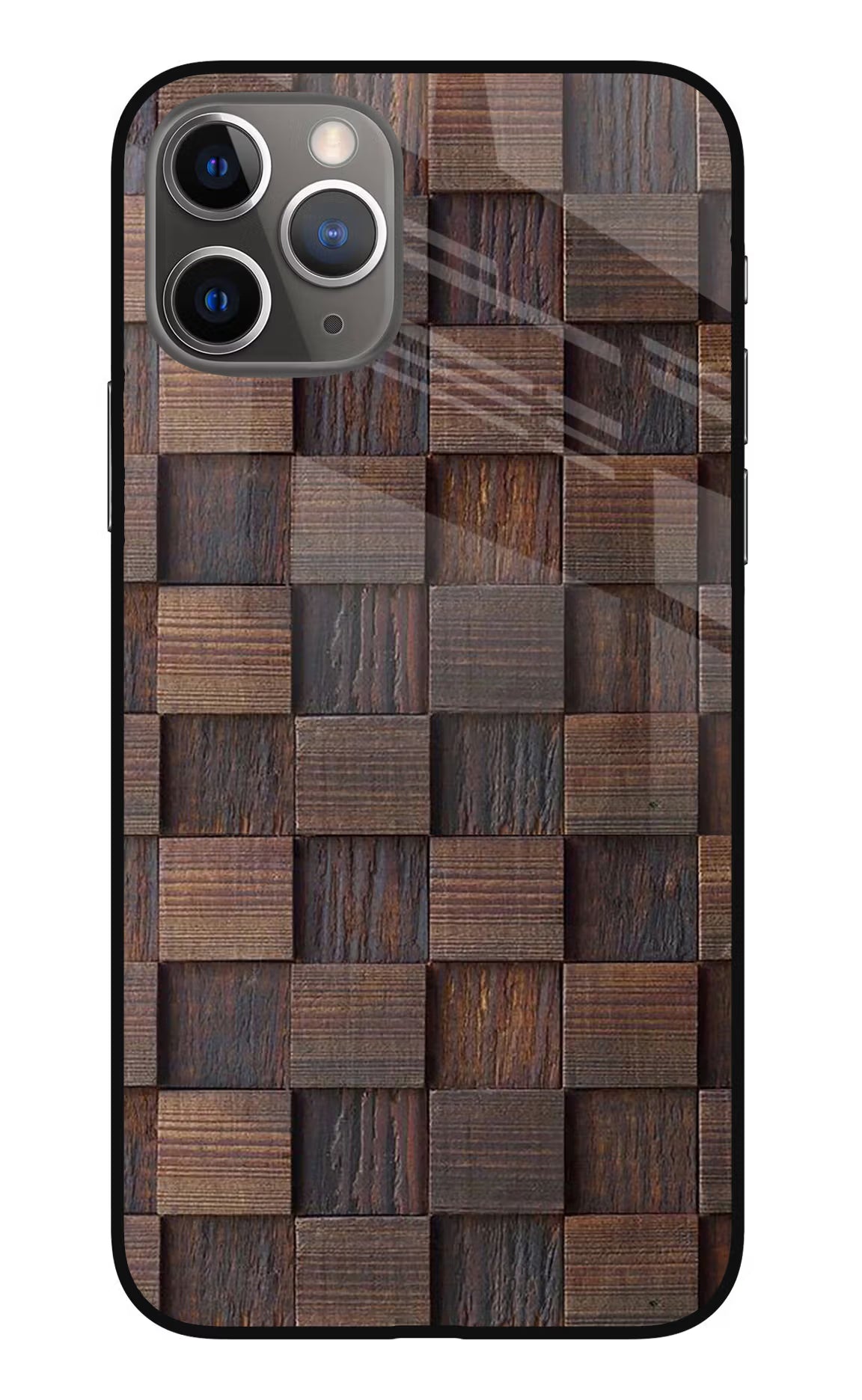 Wooden Cube Design iPhone 11 Pro Max Glass Case Back Cover by Casekaro