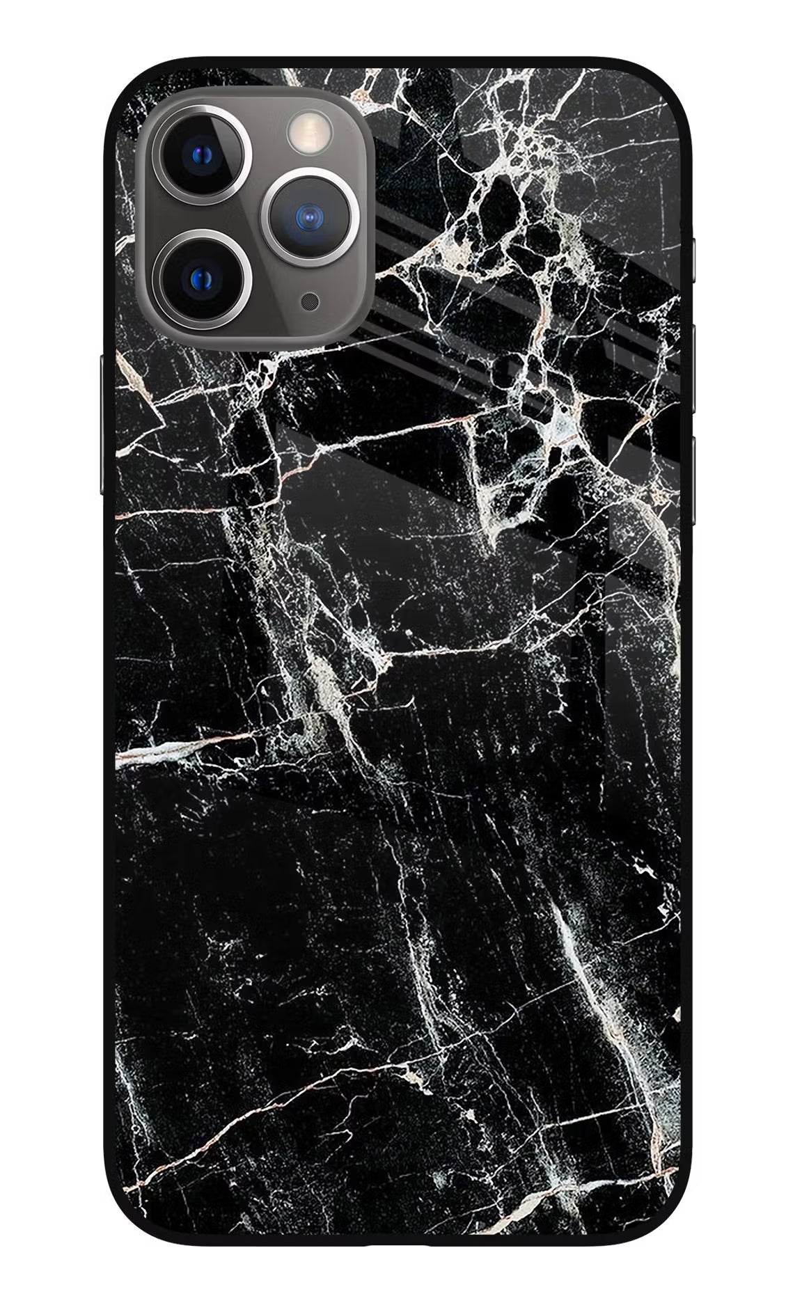 Black Marble Texture iPhone 11 Pro Max Glass Case Back Cover by Casekaro