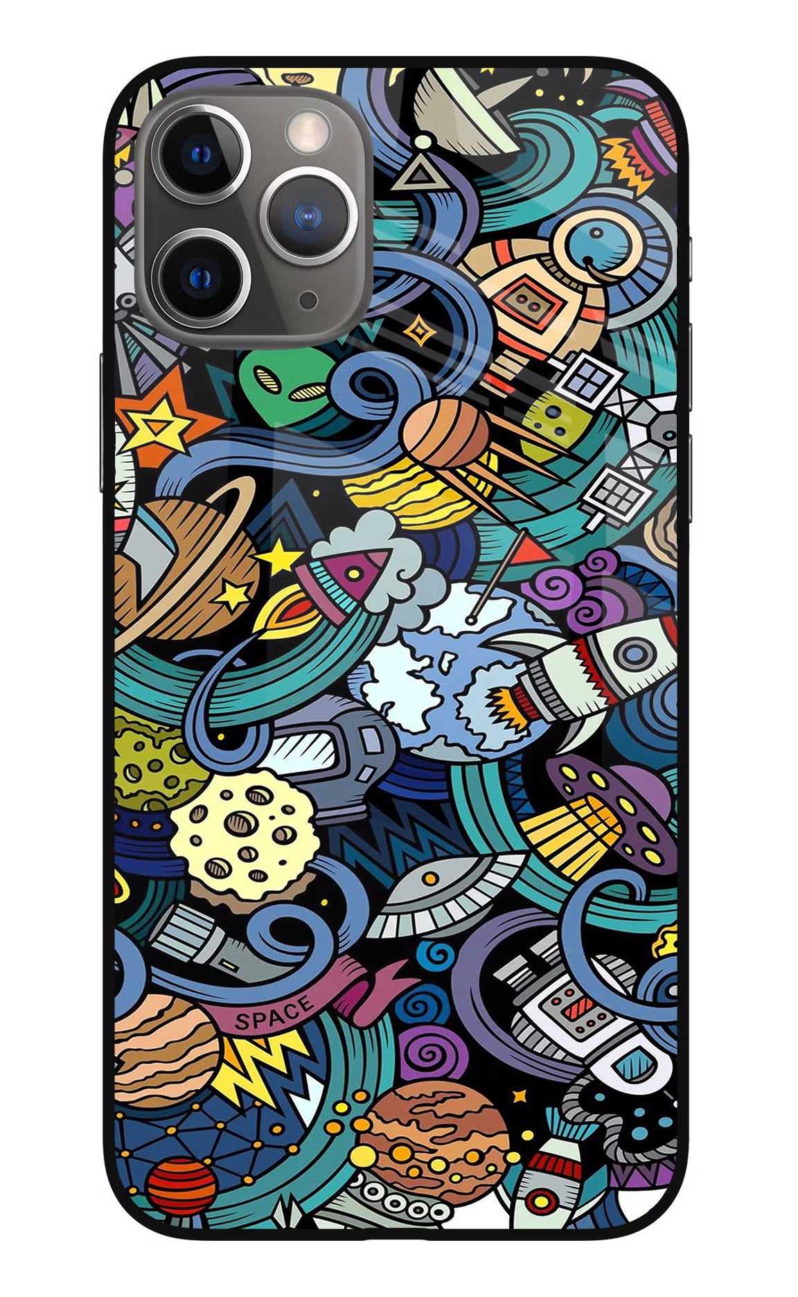 Space Abstract iPhone 11 Pro Max Glass Case Back Cover by Casekaro