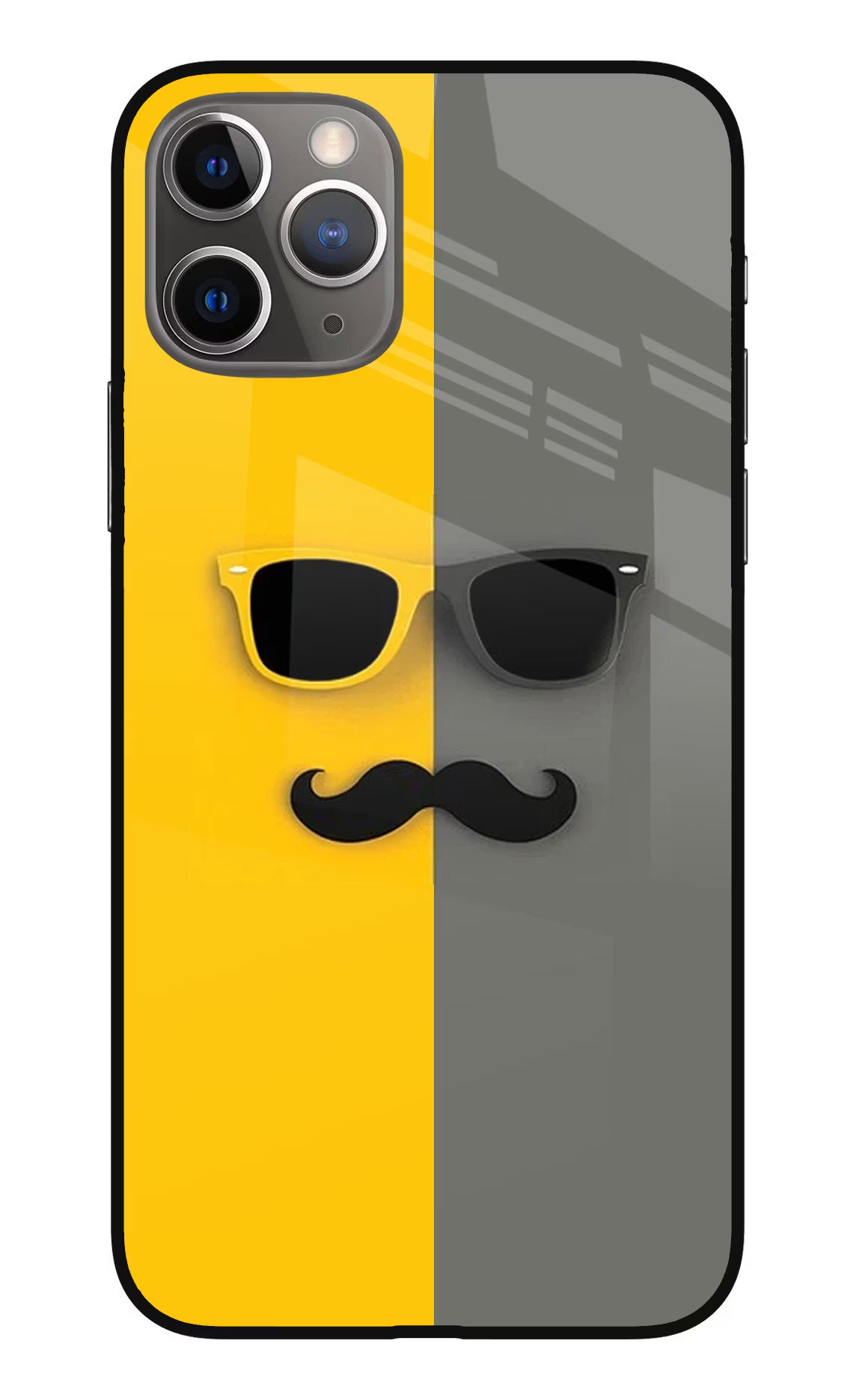 Sunglasses with Mustache iPhone 11 Pro Max Glass Case Back Cover by Casekaro