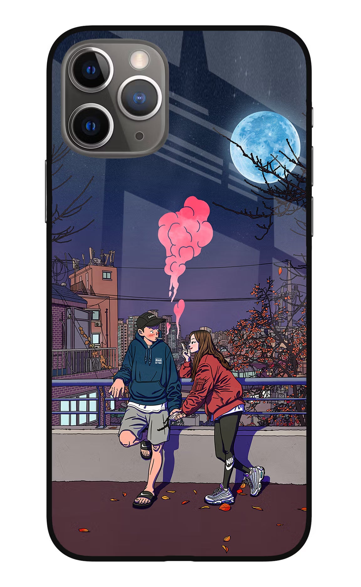 Chilling Couple iPhone 11 Pro Max Glass Case Back Cover by Casekaro