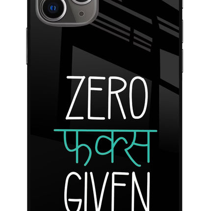 Zero Fucks Given iPhone 11 Pro Max Glass Case Back Cover by Casekaro