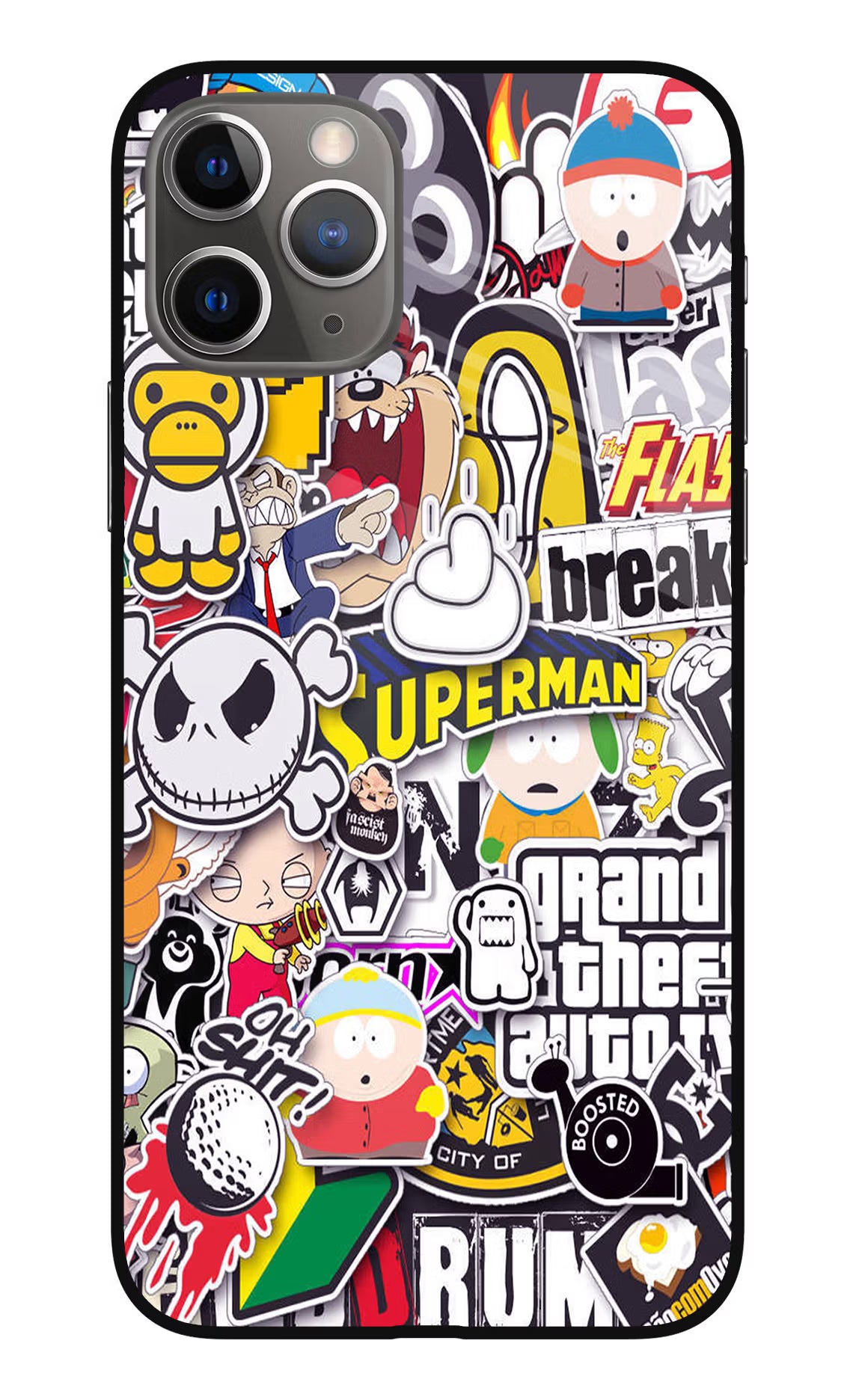 Sticker Bomb iPhone 11 Pro Max Glass Case Back Cover by Casekaro