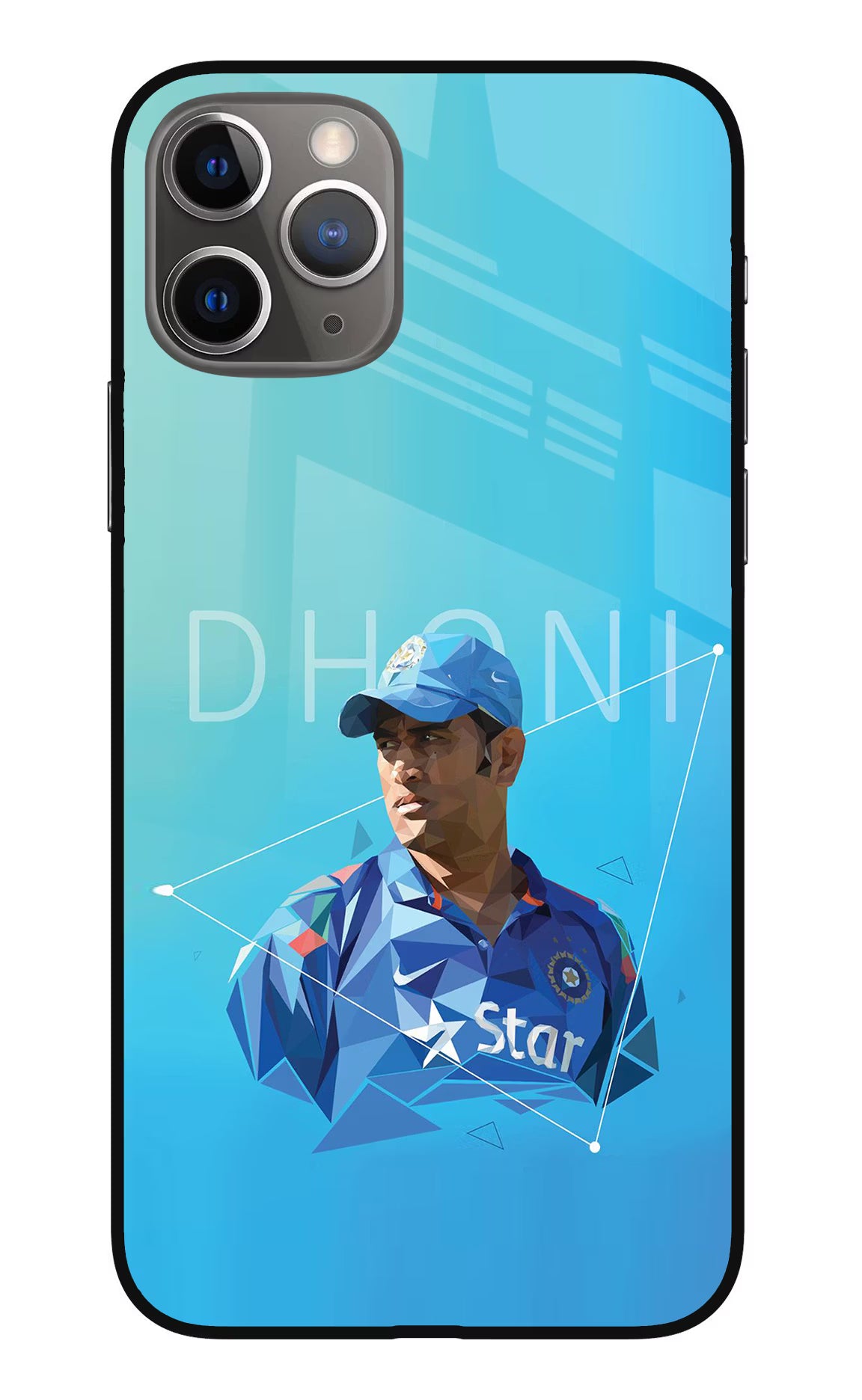Dhoni Artwork iPhone 11 Pro Max Glass Case Back Cover by Casekaro