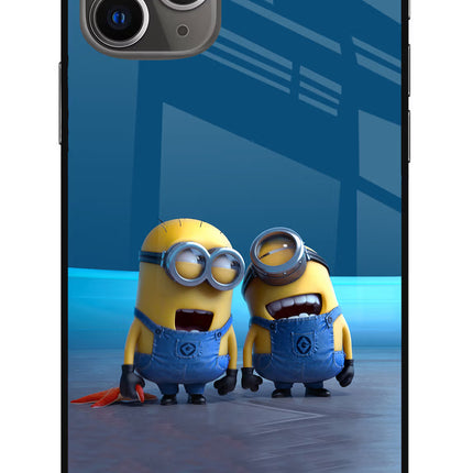 Minion Laughing iPhone 11 Pro Max Glass Case Back Cover by Casekaro