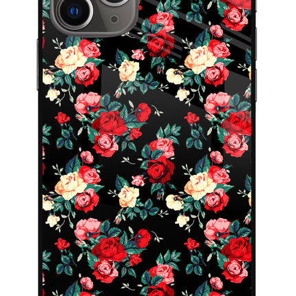 Rose Pattern iPhone 11 Pro Max Glass Case