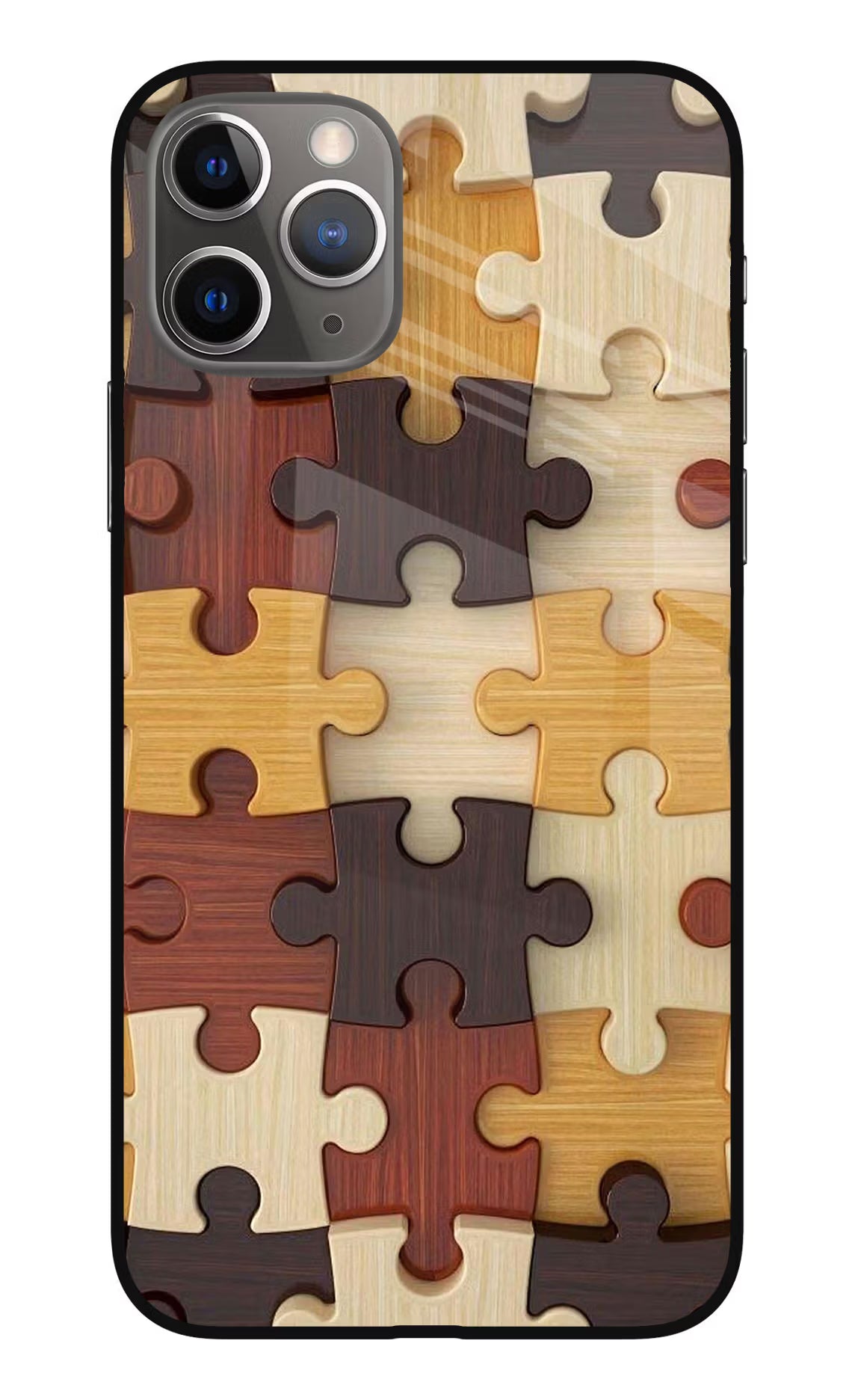 Wooden Puzzle iPhone 11 Pro Max Glass Case Back Cover by Casekaro