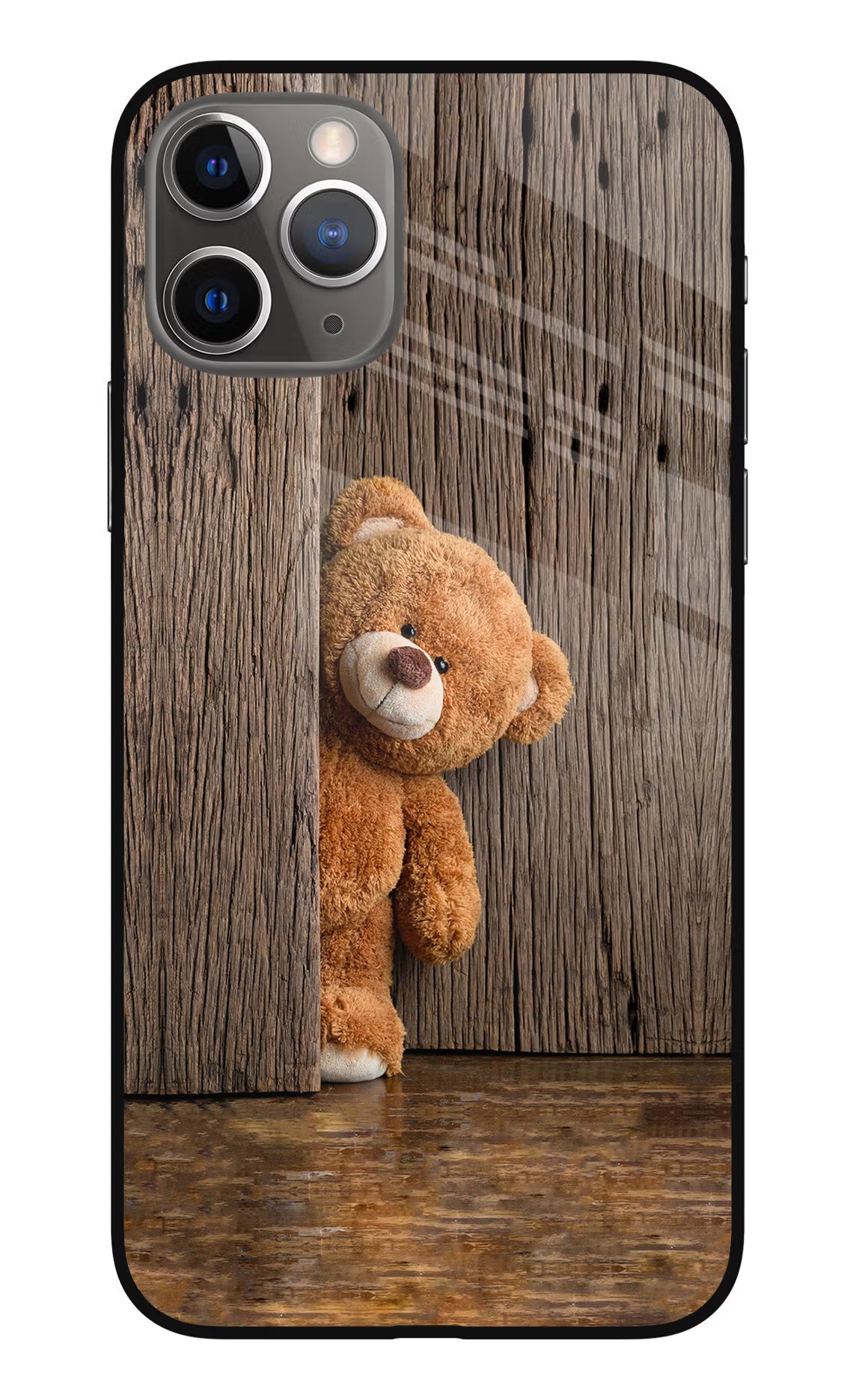 Teddy Wooden iPhone 11 Pro Max Glass Case Back Cover by Casekaro