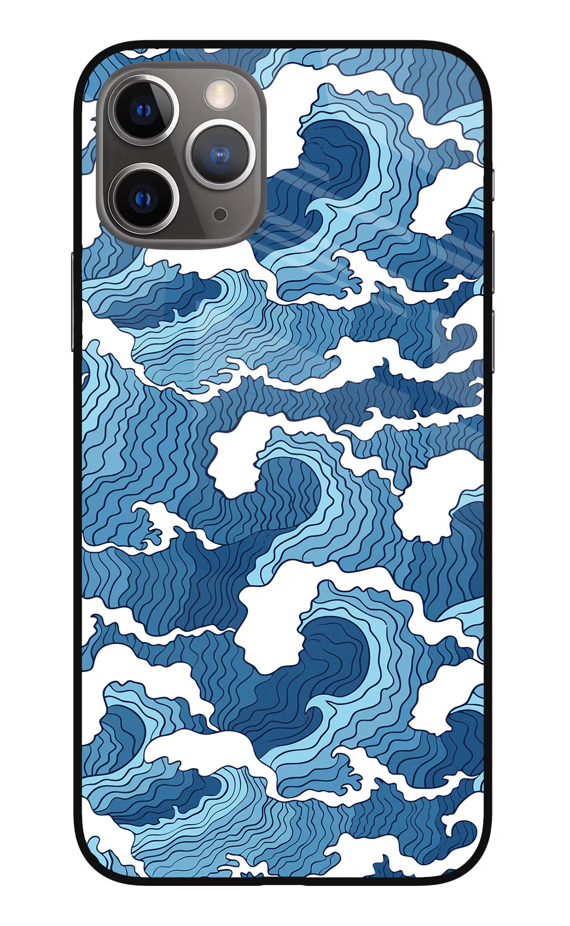 Blue Waves iPhone 11 Pro Max Glass Case Back Cover by Casekaro