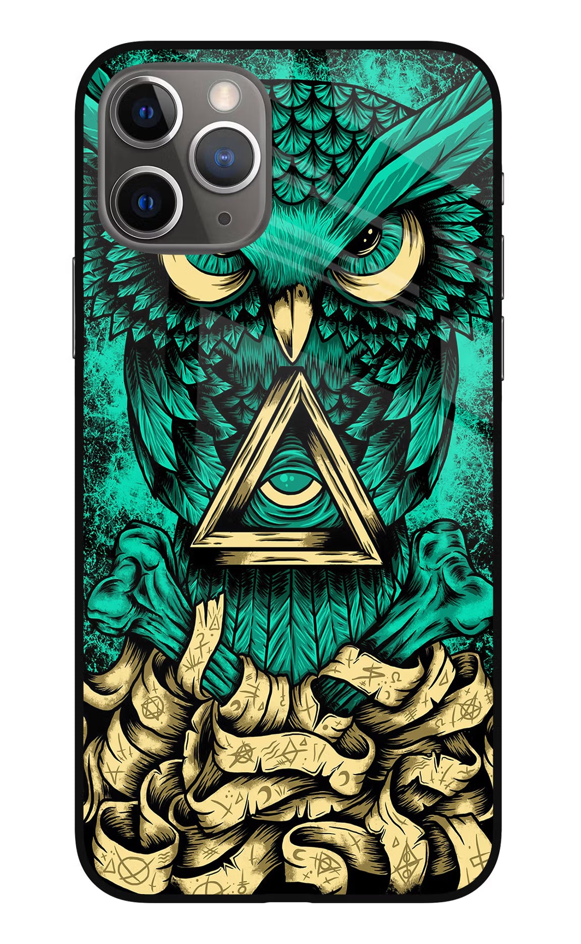 Green Owl iPhone 11 Pro Max Glass Case Back Cover by Casekaro