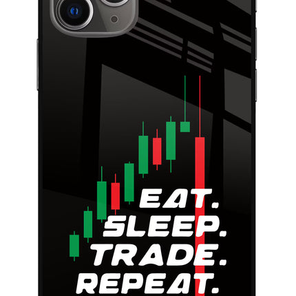 Eat Sleep Trade Repeat iPhone 11 Pro Max Glass Case