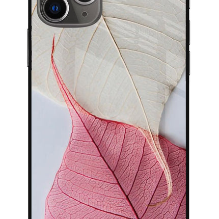 White Pink Leaf iPhone 11 Pro Max Glass Case