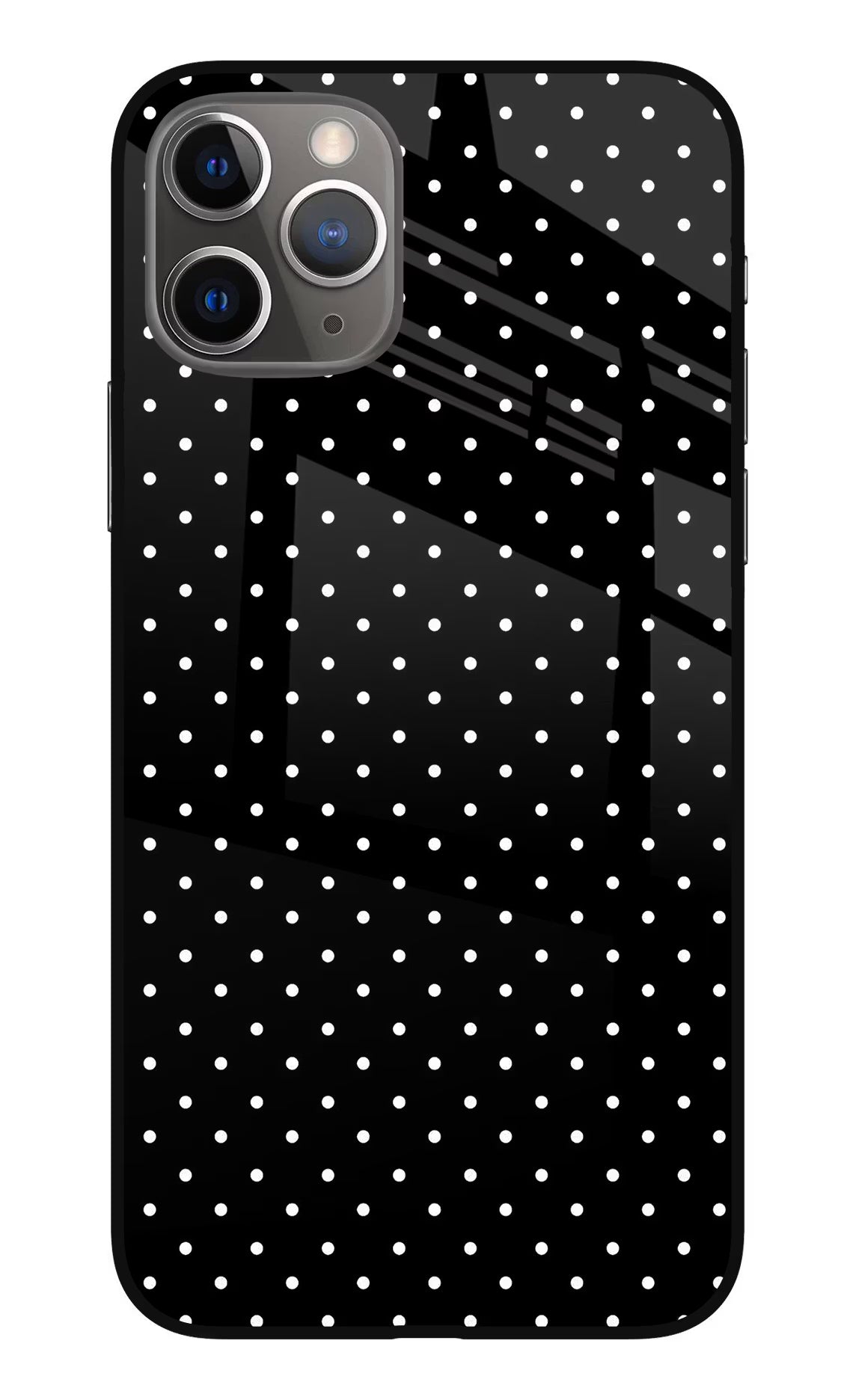 White Dots iPhone 11 Pro Max Glass Case Back Cover by Casekaro