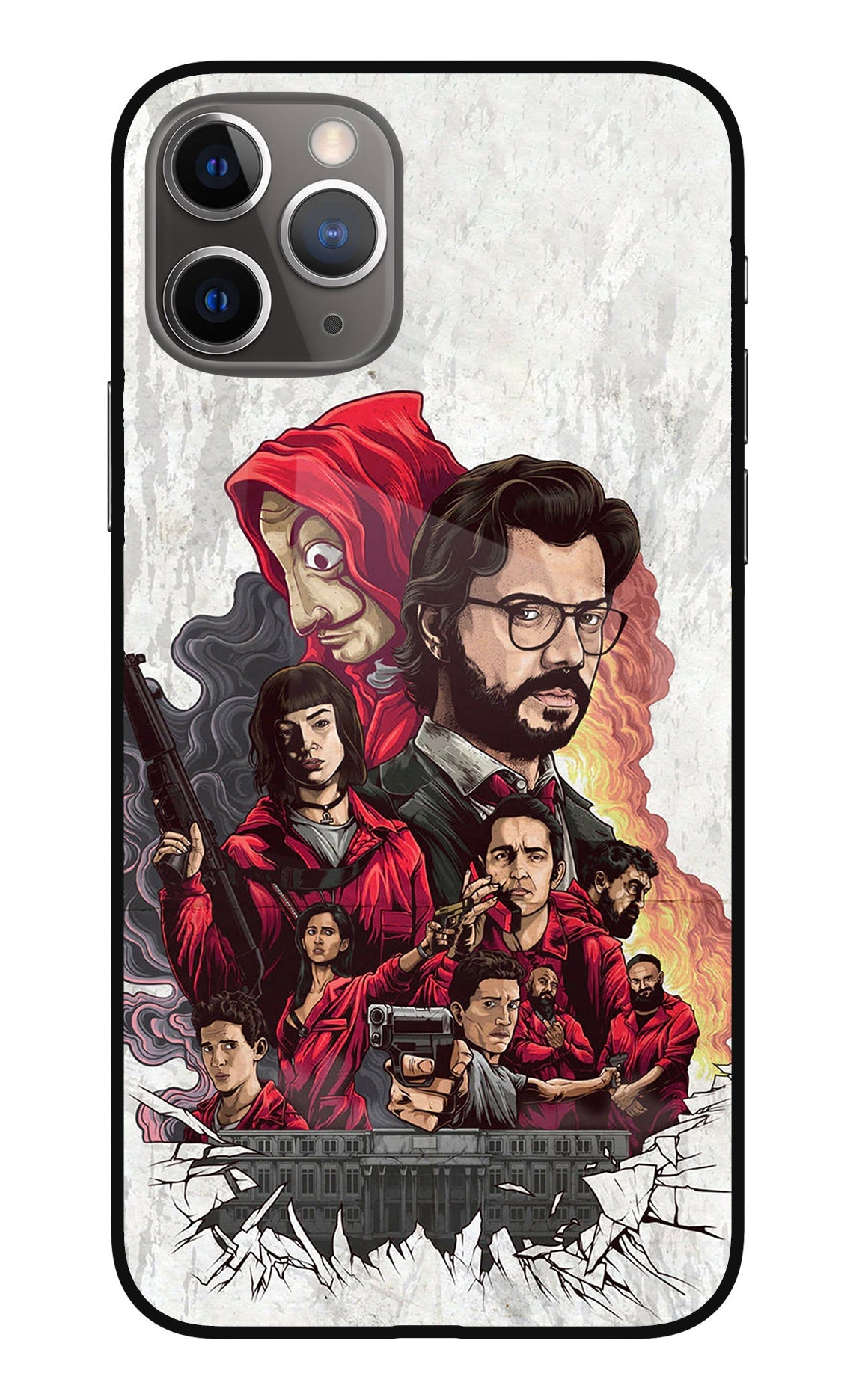 Money Heist Artwork iPhone 11 Pro Max Glass Case