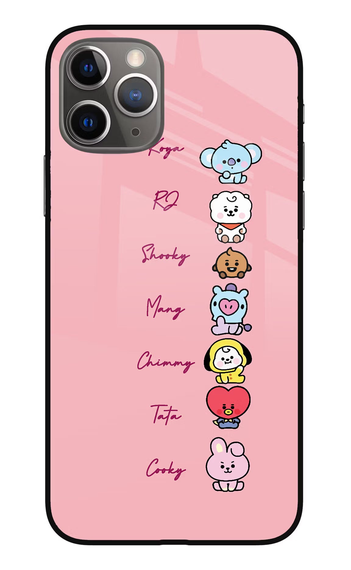BTS names iPhone 11 Pro Max Glass Case Back Cover by Casekaro