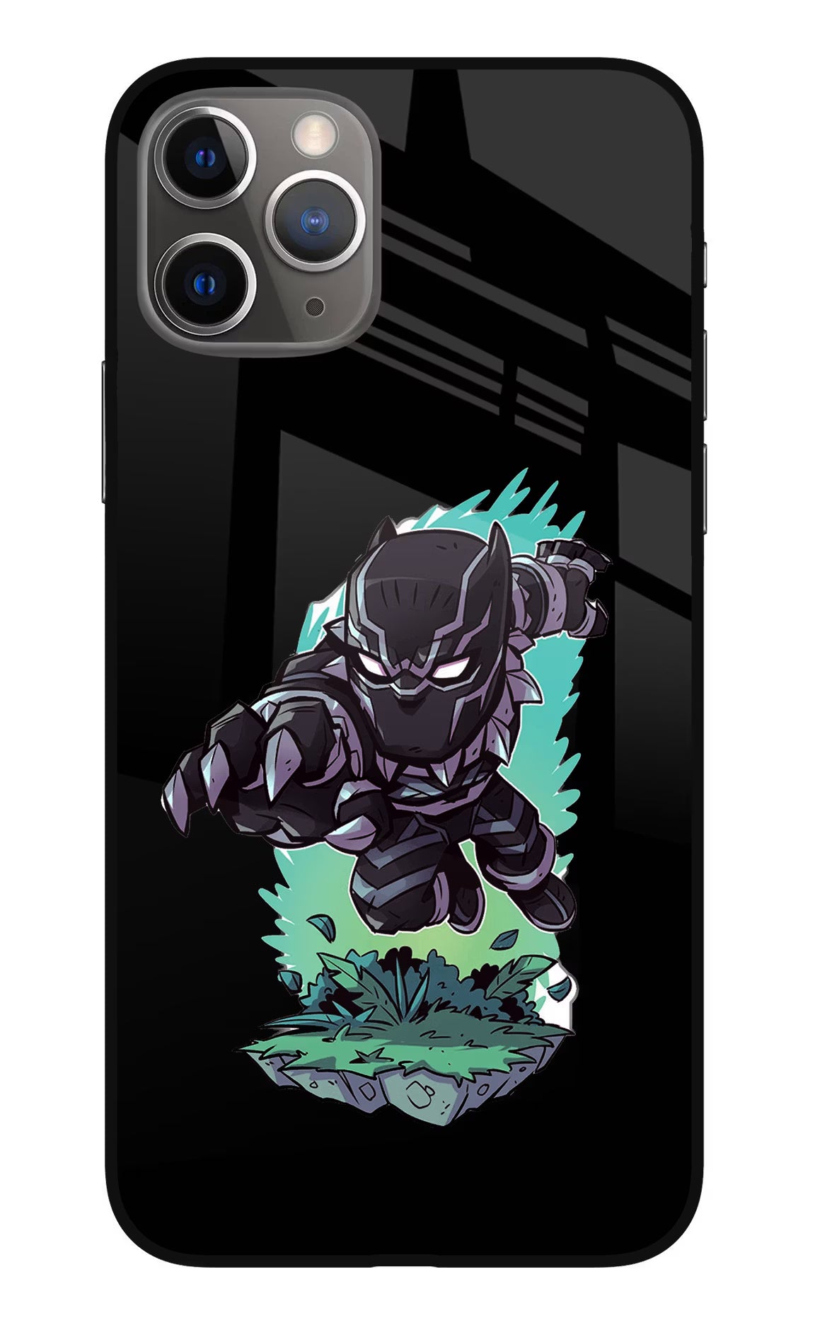 Black Panther iPhone 11 Pro Max Glass Case Back Cover by Casekaro