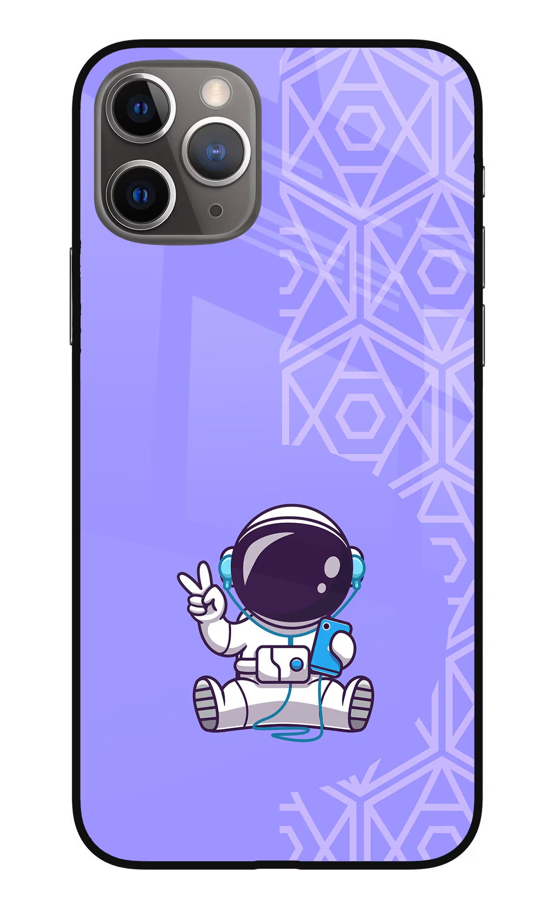 Cute Astronaut Chilling iPhone 11 Pro Max Glass Case Back Cover by Casekaro