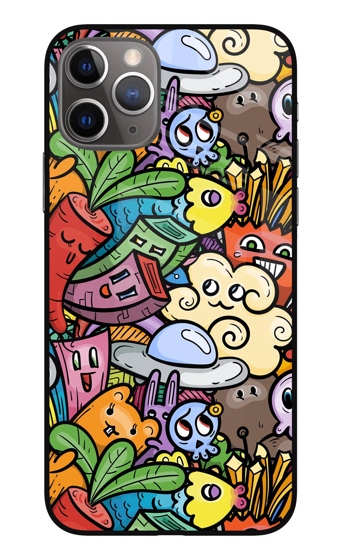 Veggie Doodle iPhone 11 Pro Max Glass Case Back Cover by Casekaro