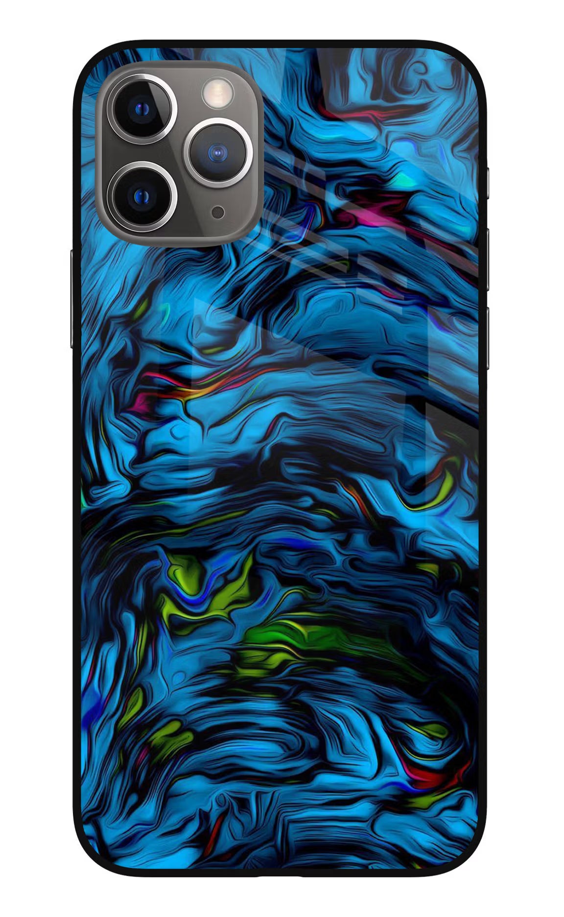 Dark Blue Abstract iPhone 11 Pro Max Glass Case Back Cover by Casekaro