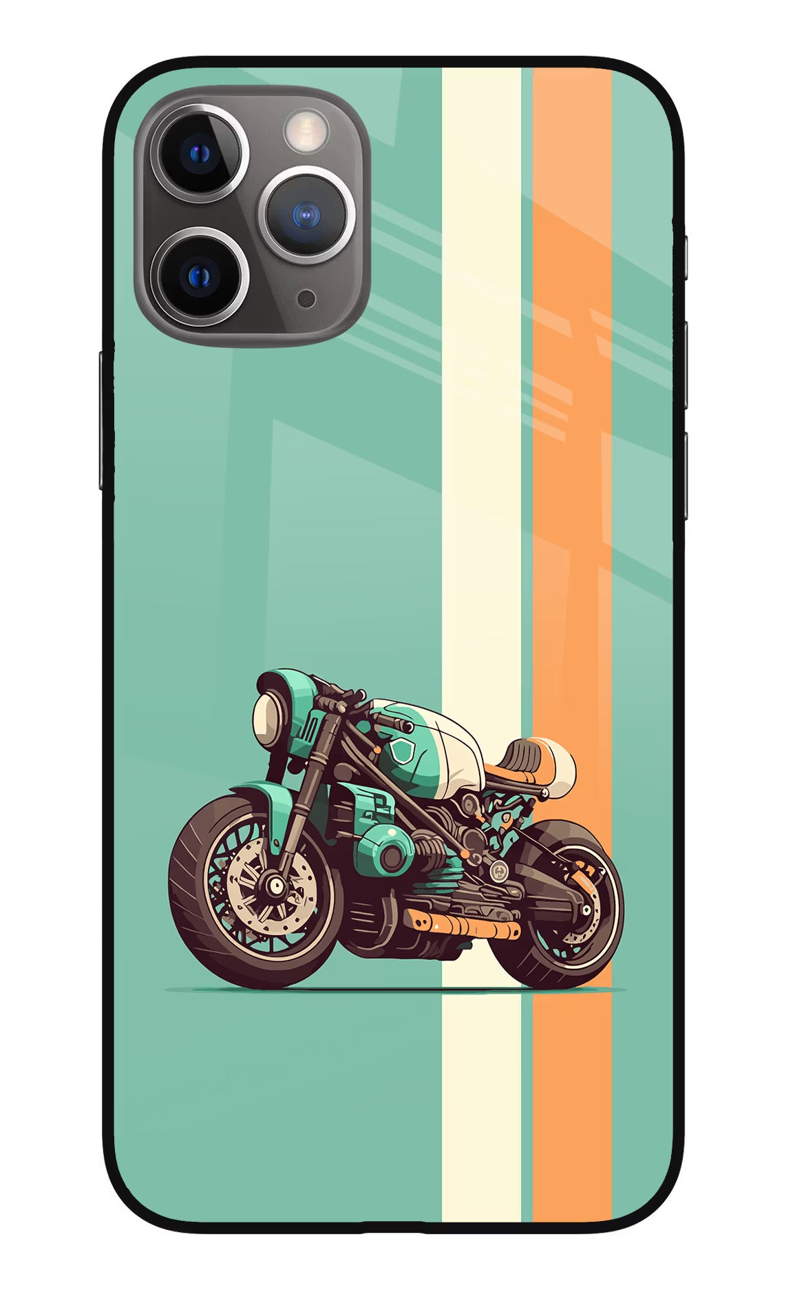 Striped Moto Drift iPhone 11 Pro Max Glass Case Back Cover by Casekaro